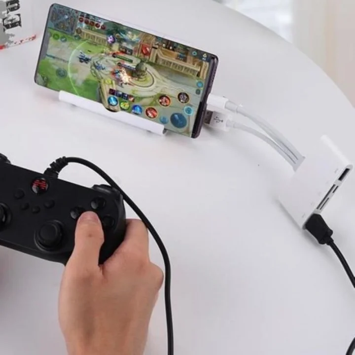 NK1032 Pro Type-C Lightning Usb-A To 2x Usb3.0 Sd Tf Pd Kart Okuyucu Çevirici Hub Adaptör