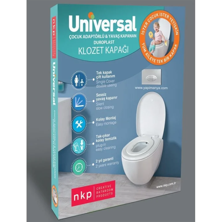 Mey İthalat® NKP Üniversal Çocuk Adaptörlü Yavaş Kapanır Klozet Kapağı