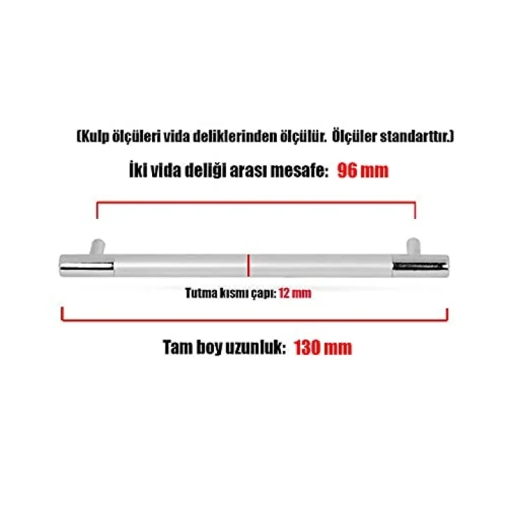 Nobel Hitit Çekmece Dolap Kapak Kulpu Kulbu 96 mm Mat Krom Kulp