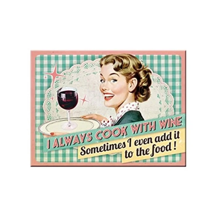 Nostalgic Art Cook With Wine Magnet