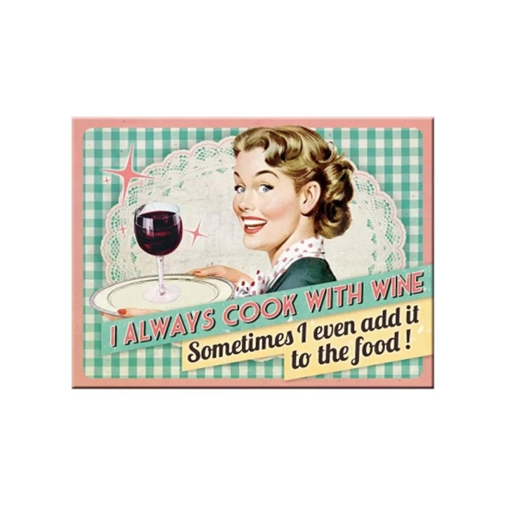 Nostalgic Art Cook With Wine Magnet