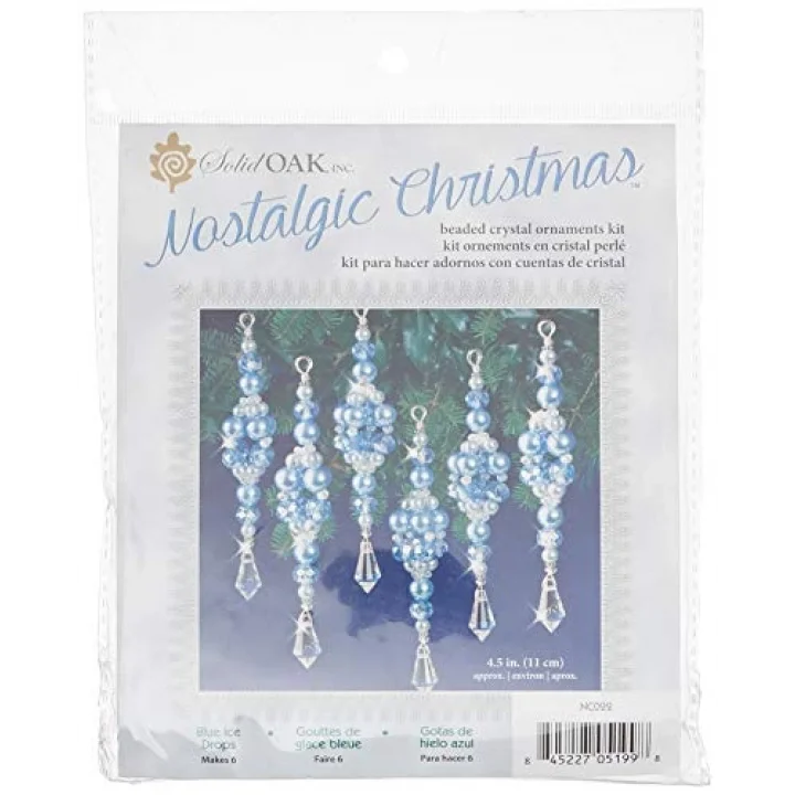 Nostalgic Christmas Beaded Crystal Ornament Kit-Blue Crystal Ice Drops -NCHBOK-022