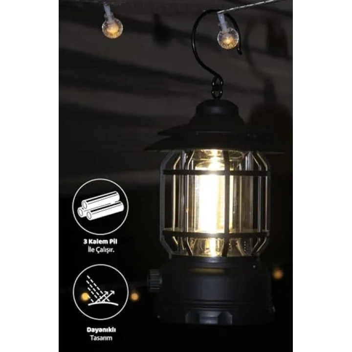 Nostaljik Led Lamba - Kamp Lambası - Pilli