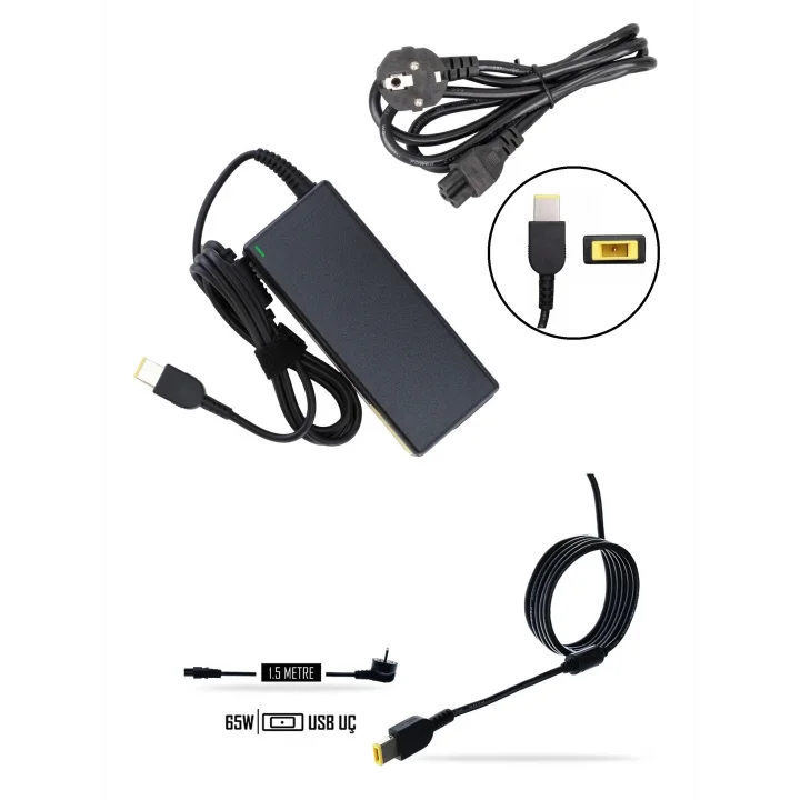 Notebook Adaptör - Şarj Aleti - PRS-043-65W - Ideapad Flex Thinkpad Yoga Adlx65slc2a Muadili ile uyumlu