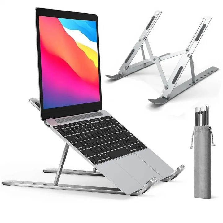 Notebook Standı 2in1 Katlanabilir Taşınabilir Folding Alüminyum Dizüstü Bilgisayar Standı Açısı Ayarlanabilir 7 Kademeli