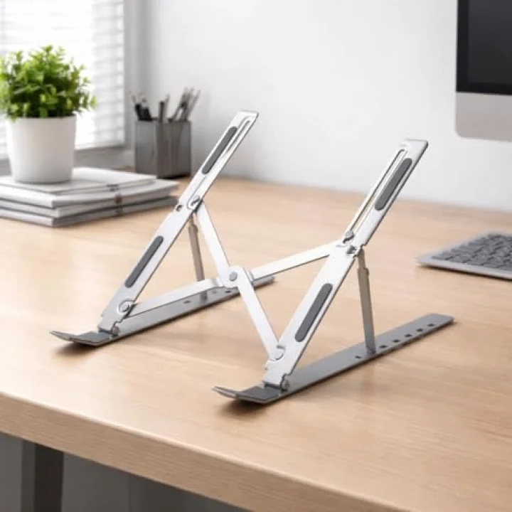 Notebook Standı 2in1 Katlanabilir Taşınabilir Folding Alüminyum Dizüstü Bilgisayar Standı Açısı Ayarlanabilir 7 Kademeli