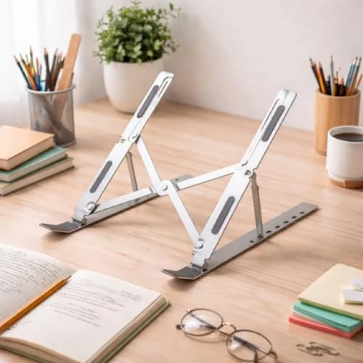Notebook Standı 2in1 Katlanabilir Taşınabilir Folding Alüminyum Dizüstü Bilgisayar Standı Açısı Ayarlanabilir 7 Kademeli