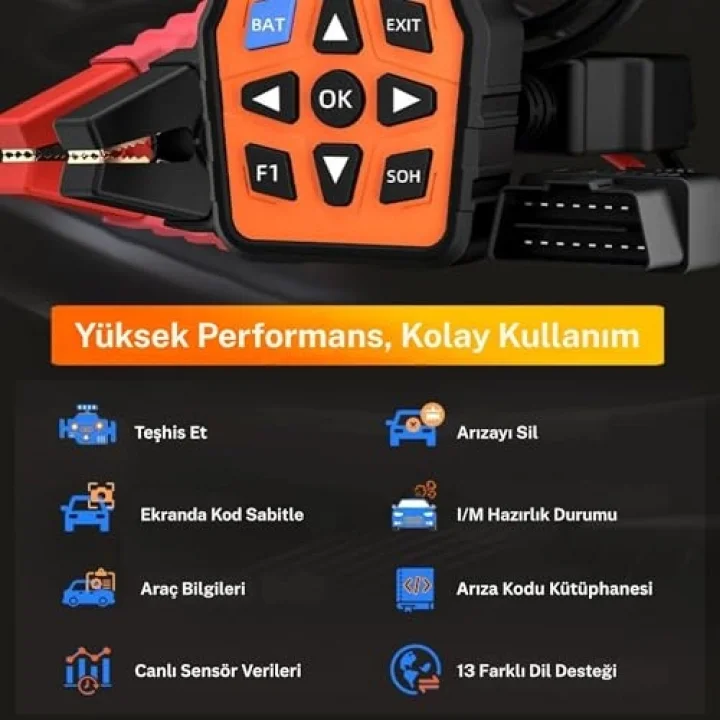 NPC Türkçe OBDII/EOBD+CAN Modlu Hata Hafızalı Araç Arıza Tespit/Silme Cihazı (NPC368PRO)