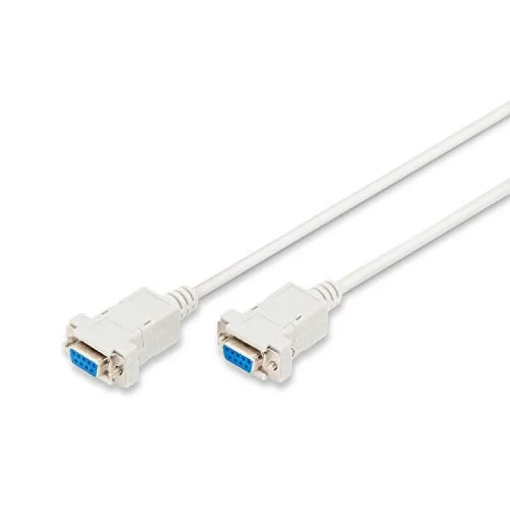 Null-Modem Kabel - D-Sub 9 zu D-Sub 9 - Buchse zu Buchse - 1.8m Anschluss-Kabel - Beige