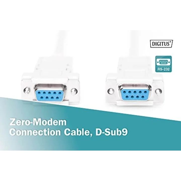 Null-Modem Kabel - D-Sub 9 zu D-Sub 9 - Buchse zu Buchse - 1.8m Anschluss-Kabel - Beige