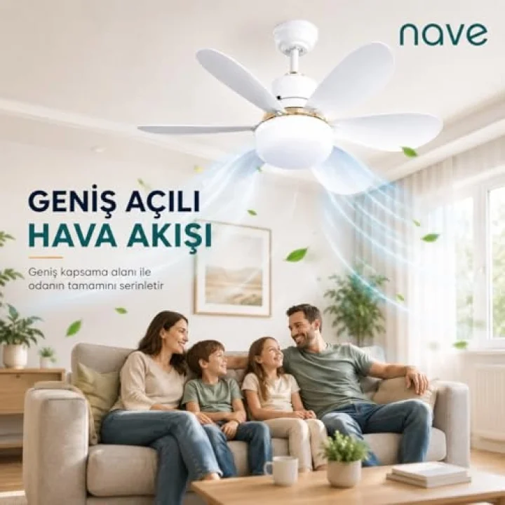 NV-TV10 IŞIKLI TAVAN VANTILATORU 6 KANAT