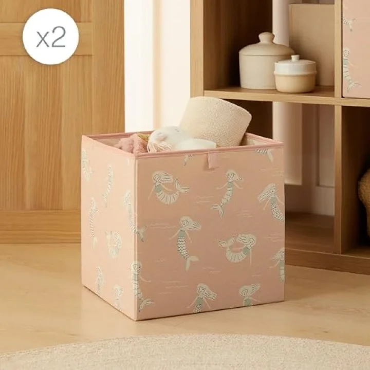 Ocean Home Textile 2li Çocuk Odası Deniz Kızı Kutu Set 33 x 30 x 33 cm