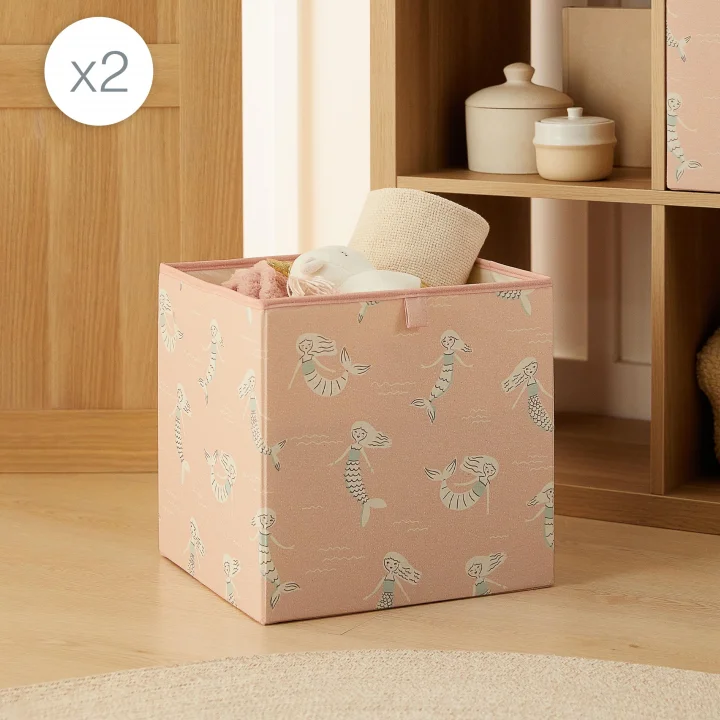 Ocean Home Textile 2li Çocuk Odası Deniz Kızı Kutu Set 33 x 30 x 33 cm