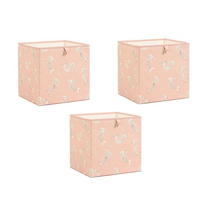 Ocean Home Textile 3lü Çocuk Odası Deniz Kızı Kutu Set 33 x 30 x 33 cm