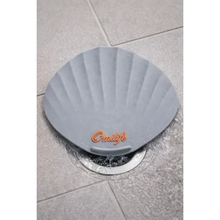 Omilife Koku ve Böcek Önleyici Gider Kapağı, Silikon Drenaj Tıkacı, Gider Koruyucu Tıpa, Banyo, Mutfak, Balkon, Lavabo İçin Uyumlu Su Sızdırmaz Gider Tıkacı Deniz Kabugu GRİ