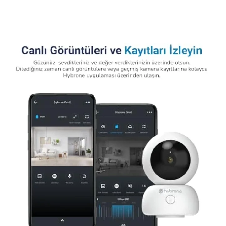 Omni Wi-Fi Akıllı Kamera, 360 Derece Görüntüleme, Akıllı Hareket Takibi, Ses Algılama, Çift Yönlü Sesli Görüşme, Uzaktan Kontrol
