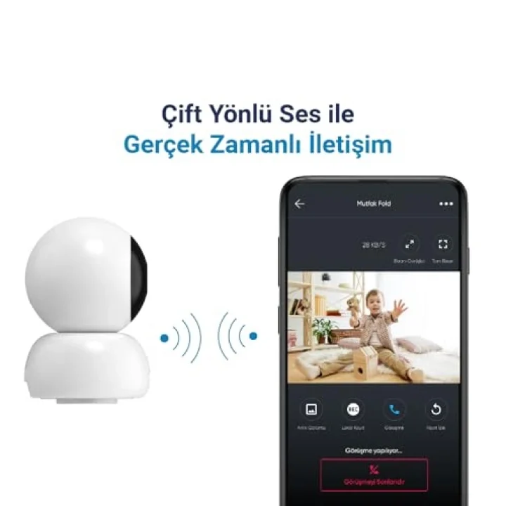 Omni Wi-Fi Akıllı Kamera, 360 Derece Görüntüleme, Akıllı Hareket Takibi, Ses Algılama, Çift Yönlü Sesli Görüşme, Uzaktan Kontrol
