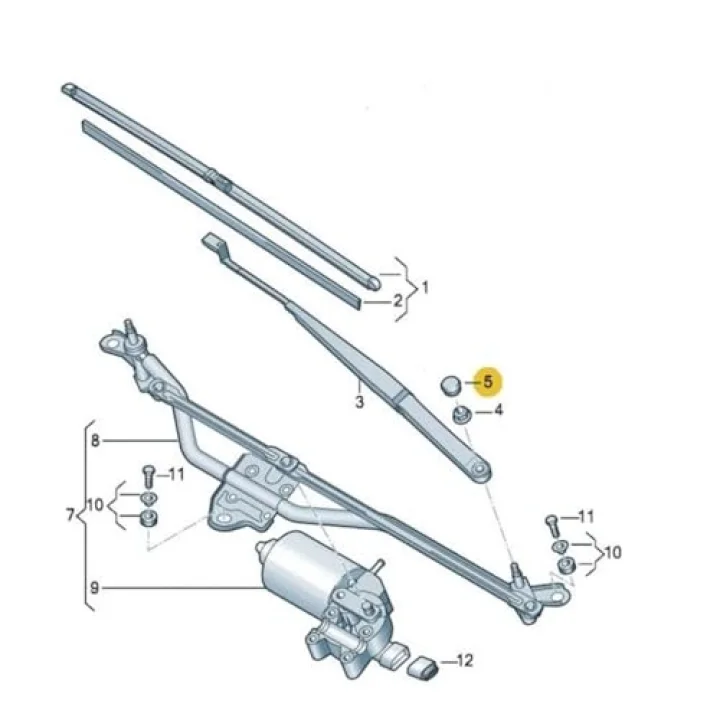 Ön Cam Silecek Kolu Vida Kapağı 1J0955205A VW Golf 3 ile uyumlu 1991-1997