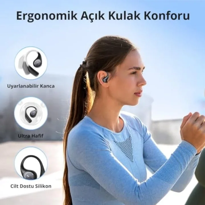 OpenJump Open Ear Kablosuz Kulaklık - 42 Saat Dinleme Süresi - IPX7 - Siyah ( Türkiye Garantili)