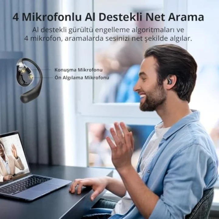 OpenJump Open Ear Kablosuz Kulaklık - 42 Saat Dinleme Süresi - IPX7 - Siyah ( Türkiye Garantili)