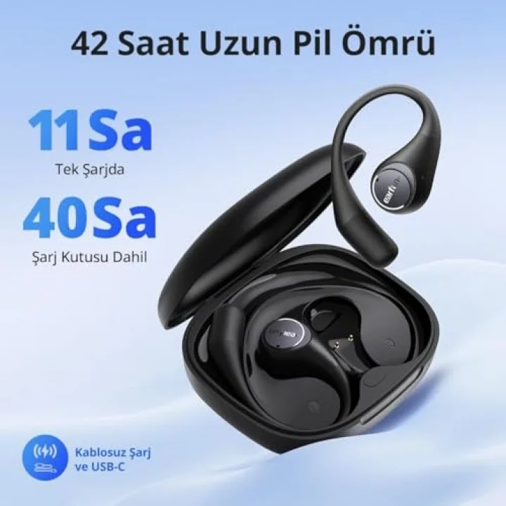 OpenJump Open Ear Kablosuz Kulaklık - 42 Saat Dinleme Süresi - IPX7 - Siyah ( Türkiye Garantili)