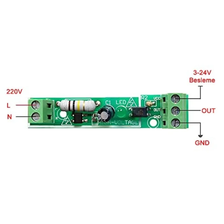 Optokuplör İzolasyonlu AC 220V Voltaj Algılayıcı Sensör Modül