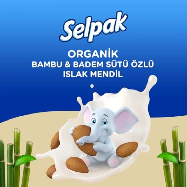Organik Bambu Badem Sütlü Islak Mendil 1x50