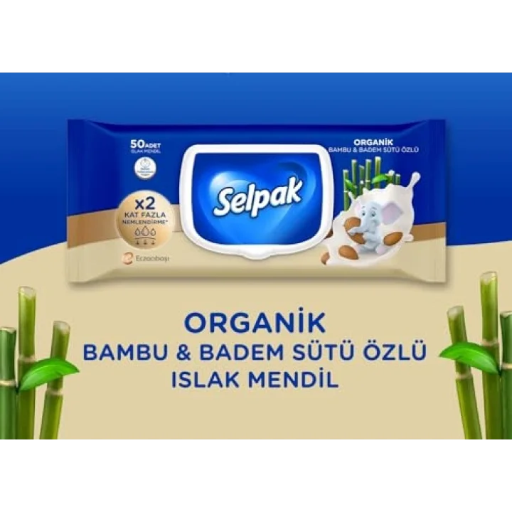 Organik Bambu Badem Sütlü Islak Mendil 1x50
