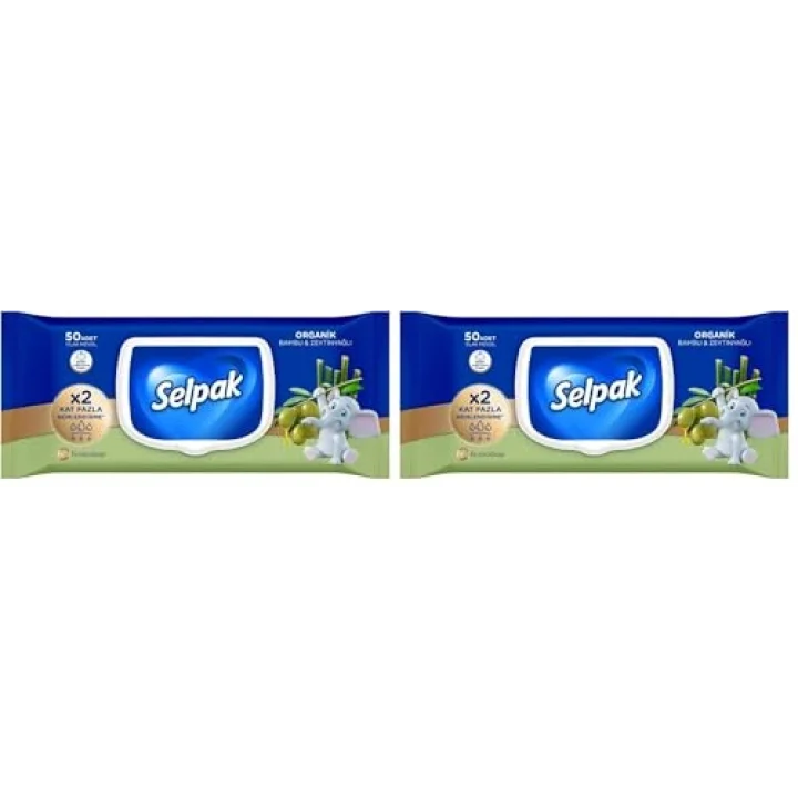 Organik Bambu Zeytinyağlı Islak Mendil 1x50 2li paket