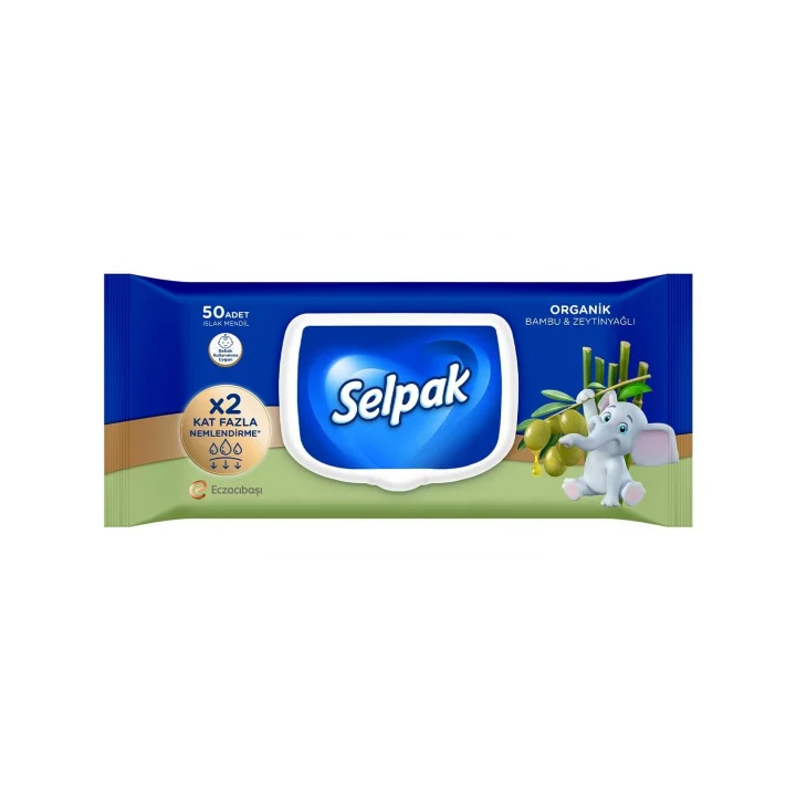 Organik Bambu Zeytinyağlı Islak Mendil 1x50 2li paket