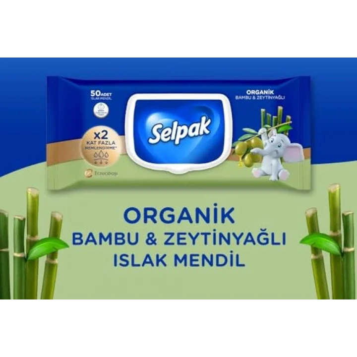 Organik Bambu Zeytinyağlı Islak Mendil 1x50