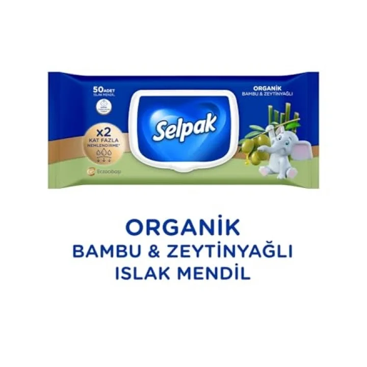 Organik Bambu Zeytinyağlı Islak Mendil 1x50