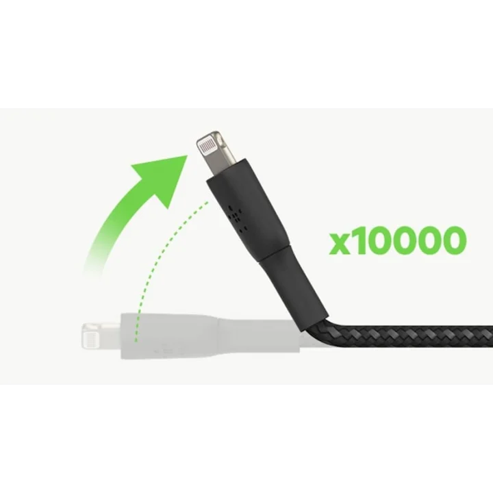 örgülü Lightning kablosu (iPhone, iPad, AirPods için Boost Charge Lightning/USB kablosu) MFi sertifikalı iPhone şarj kablosu, USB-Aya örgülü Lightning kablosu, (1 m, siyah)