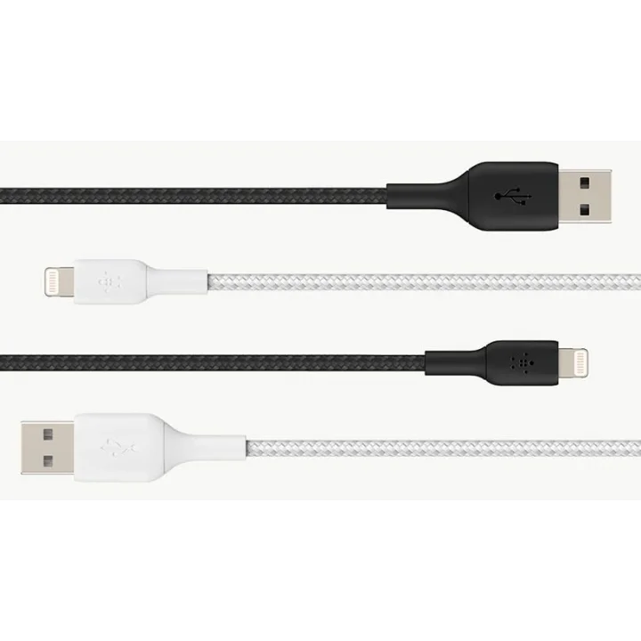 örgülü Lightning kablosu (iPhone, iPad, AirPods için Boost Charge Lightning/USB kablosu) MFi sertifikalı iPhone şarj kablosu, USB-Aya örgülü Lightning kablosu, (1 m, siyah)