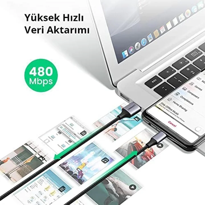 Örgülü Micro-USB & USB-A Data ve Şarj Kablosu 60146 - 1 Metre Siyah