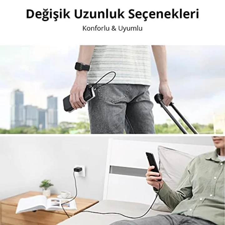 Örgülü Micro-USB & USB-A Data ve Şarj Kablosu 60146 - 1 Metre Siyah
