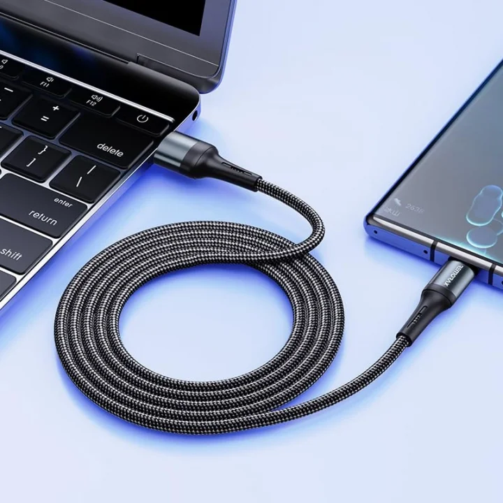 Örgülü USB A-C Hızlı Şarj Kablosu, Siyah (100 CM)