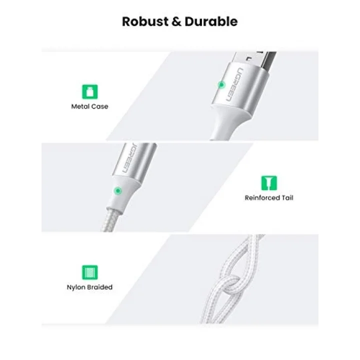 Örgülü USB Type-C Şarj ve Data Kablosu, 50 cm