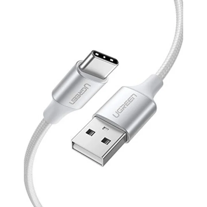 Örgülü USB Type-C Şarj ve Data Kablosu, Beyaz, 2 Metre