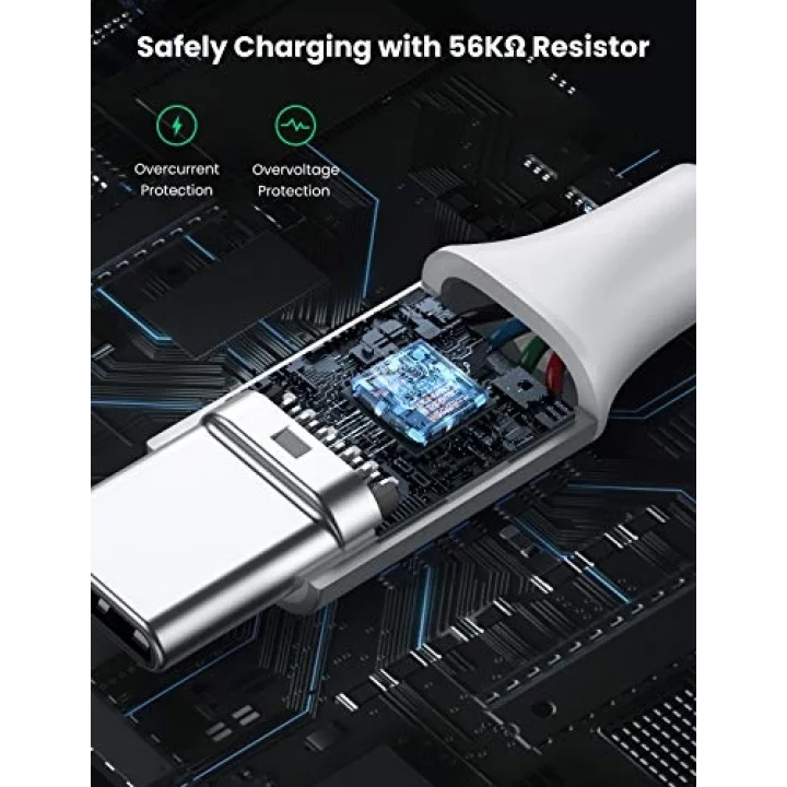 Örgülü USB Type-C Şarj ve Data Kablosu, Beyaz, 2 Metre