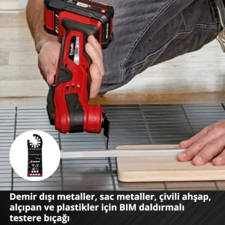 Orijinal Einhell 6 Parça Multitool Seti (Dalma, HCS Yarım Daire, CrV Dalma, Karbür Uçlu Yarım Daire Testere Bıçağı, Karbür Delta Rasp, Esnek Spatula – Open Back bağlantılı) - 49708106