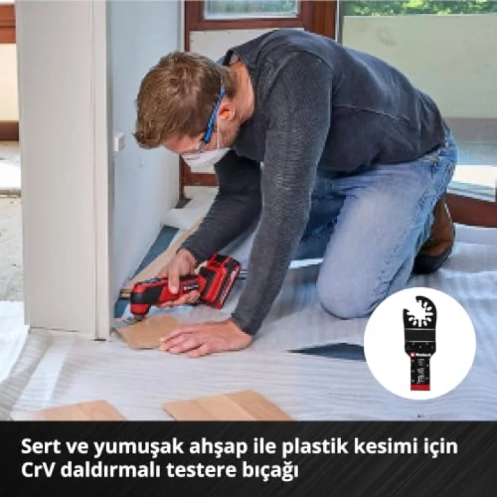 Orijinal Einhell 6 Parça Multitool Seti (Dalma, HCS Yarım Daire, CrV Dalma, Karbür Uçlu Yarım Daire Testere Bıçağı, Karbür Delta Rasp, Esnek Spatula – Open Back bağlantılı) - 49708106
