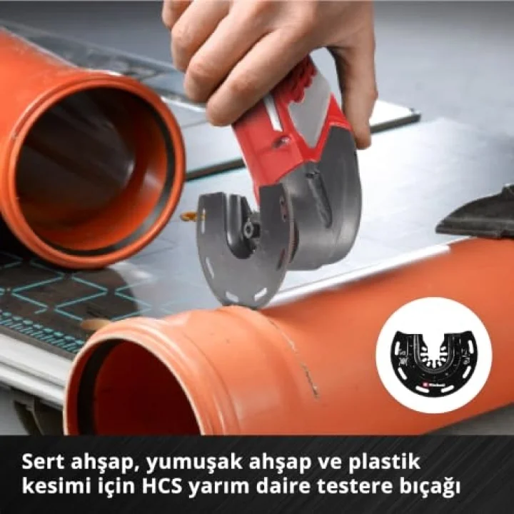 Orijinal Einhell 6 Parça Multitool Seti (Dalma, HCS Yarım Daire, CrV Dalma, Karbür Uçlu Yarım Daire Testere Bıçağı, Karbür Delta Rasp, Esnek Spatula – Open Back bağlantılı) - 49708106