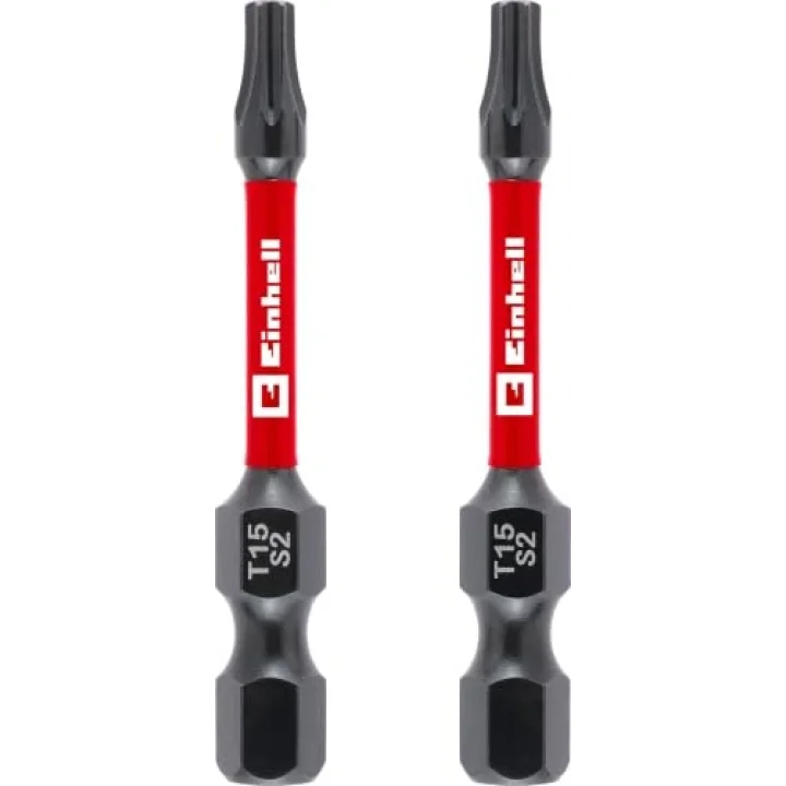 Orijinal Einhell Darbeli Bit Seti, 2 Parça, 50 mm, T15 (S2 Çelik, Torsiyon Bölgesi, Verimli Güç Aktarımı, Kırmızı Renk Halkası, E 6.3 Sap) - 49131230