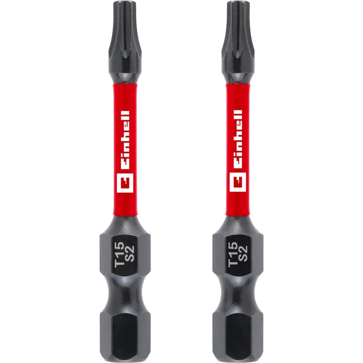 Orijinal Einhell Darbeli Bit Seti, 2 Parça, 50 mm, T15 (S2 Çelik, Torsiyon Bölgesi, Verimli Güç Aktarımı, Kırmızı Renk Halkası, E 6.3 Sap) - 49131230