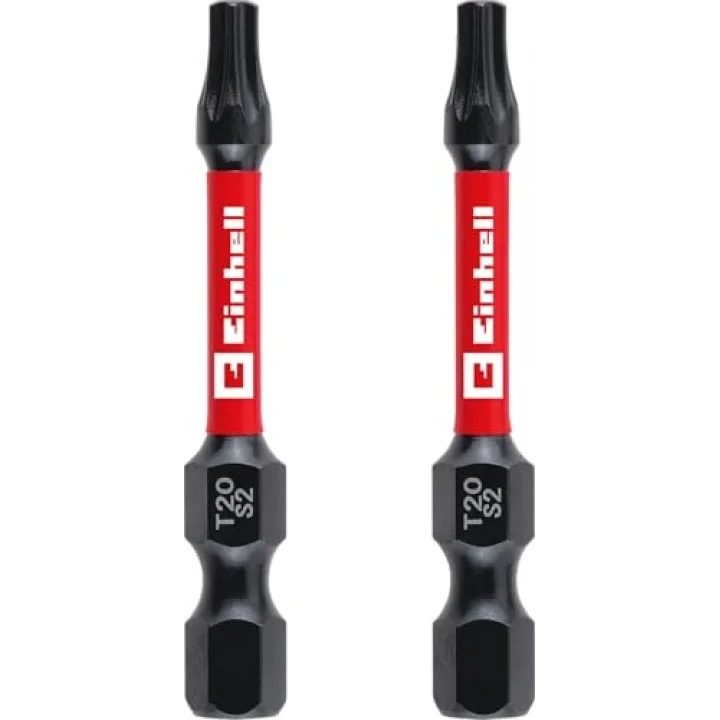 Orijinal Einhell Darbeli Bit Seti, 2 Parça, 50 mm, T20 (S2 Çelik, Torsiyon Bölgesi, Verimli Güç Aktarımı, Kırmızı Renk Halkası, E 6.3 Sap) - 49131240