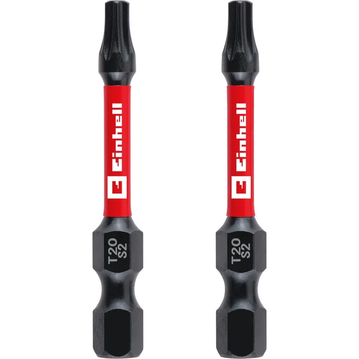 Orijinal Einhell Darbeli Bit Seti, 2 Parça, 50 mm, T20 (S2 Çelik, Torsiyon Bölgesi, Verimli Güç Aktarımı, Kırmızı Renk Halkası, E 6.3 Sap) - 49131240