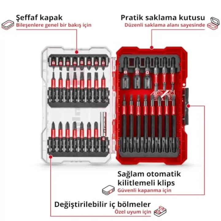 Orijinal Einhell M-CASE 38-Parça Darbeye Dayanıklı Uç Seti (25 mm, 50 mm Ve 90 mm Uçlar, Altıgen Lokmalar, 60 mm Uç Tutucu, Saklama Kutusu Dahil) - 49109250