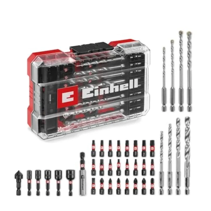 Orijinal Einhell M-CASE 39-Parça Darbeye Dayanıklı Uç Seti (25 mm Uçlar, Metal Matkap Uçları, Çok Amaçlı Matkap Uçları, 60 mm Uç Tutucu, Lokma Anahtar, Havşa Ucu, Saklama Kutusu Dahil) - 49108763