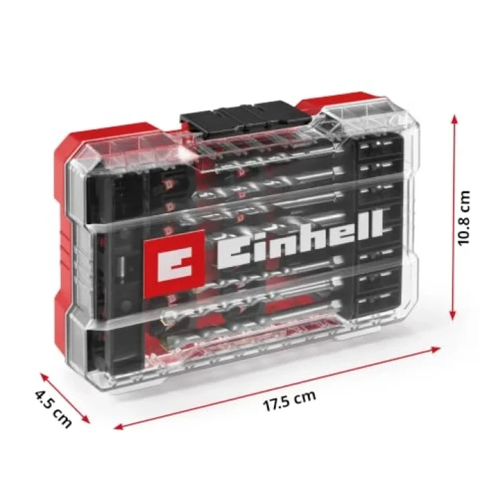 Orijinal Einhell M-CASE 39-Parça Darbeye Dayanıklı Uç Seti (25 mm Uçlar, Metal Matkap Uçları, Çok Amaçlı Matkap Uçları, 60 mm Uç Tutucu, Lokma Anahtar, Havşa Ucu, Saklama Kutusu Dahil) - 49108763
